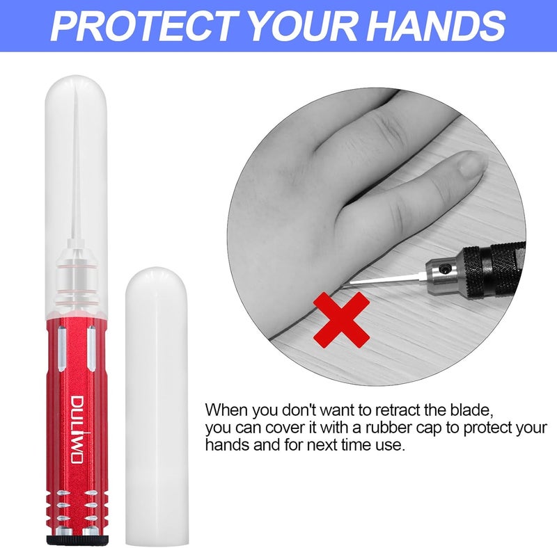 DULIWO Prime Model Scriber Gundam Resin Carved Scribe Line Hobby Cutting Tool Chisel, 7 Model Chisel Blades (0.1/0.2/0.4/0.6/0.8/1.0/2.0mm) with Rubber Cap + Carving Masking Tape 3mmx20m (Red) - Image 4